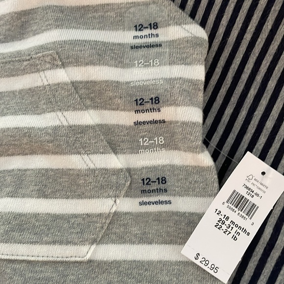 Gap baby gray and white stripe overalls - Picture 3 of 4